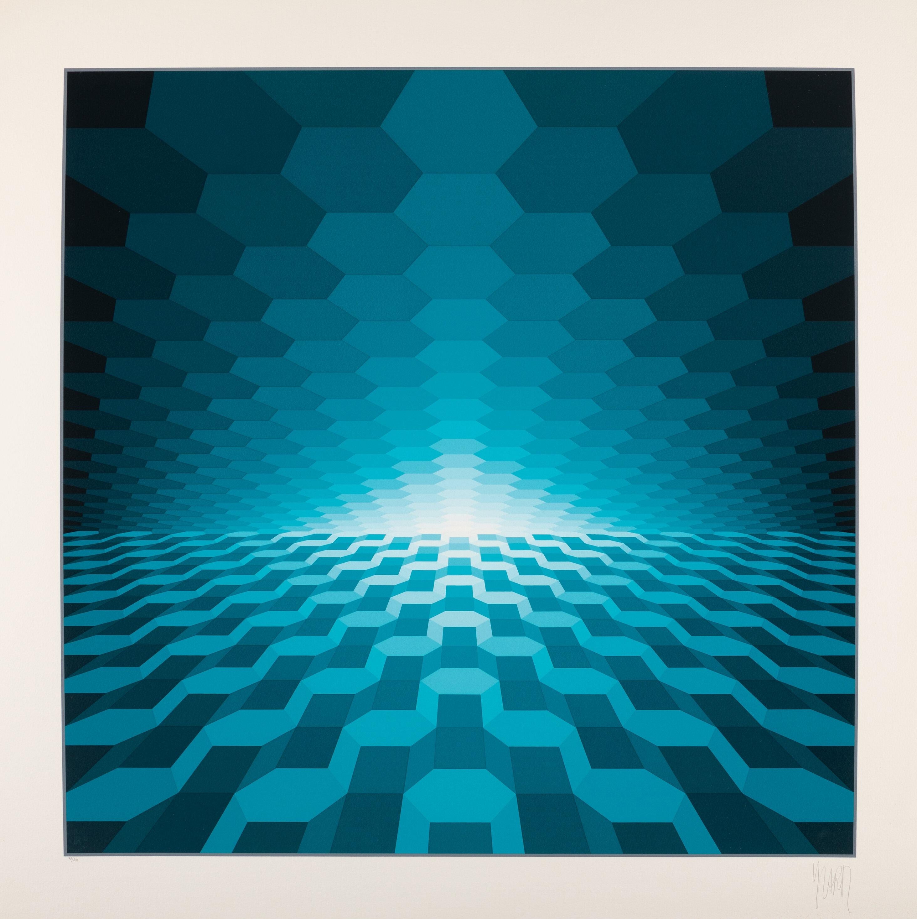 Yvaral (Jean-Pierre Vasarely) Abstract Print - Structure Cubique, OP Art Screenprint by Yvaral Vasarely