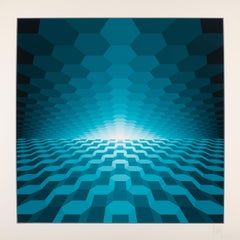Vintage Structure Cubique, OP Art Screenprint by Yvaral Vasarely