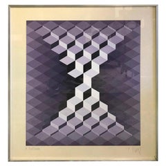 Yvaral Jean-Pierre Vasarely Signiert Geometrisch Französisch Opt-Art Farbe Siebdruck