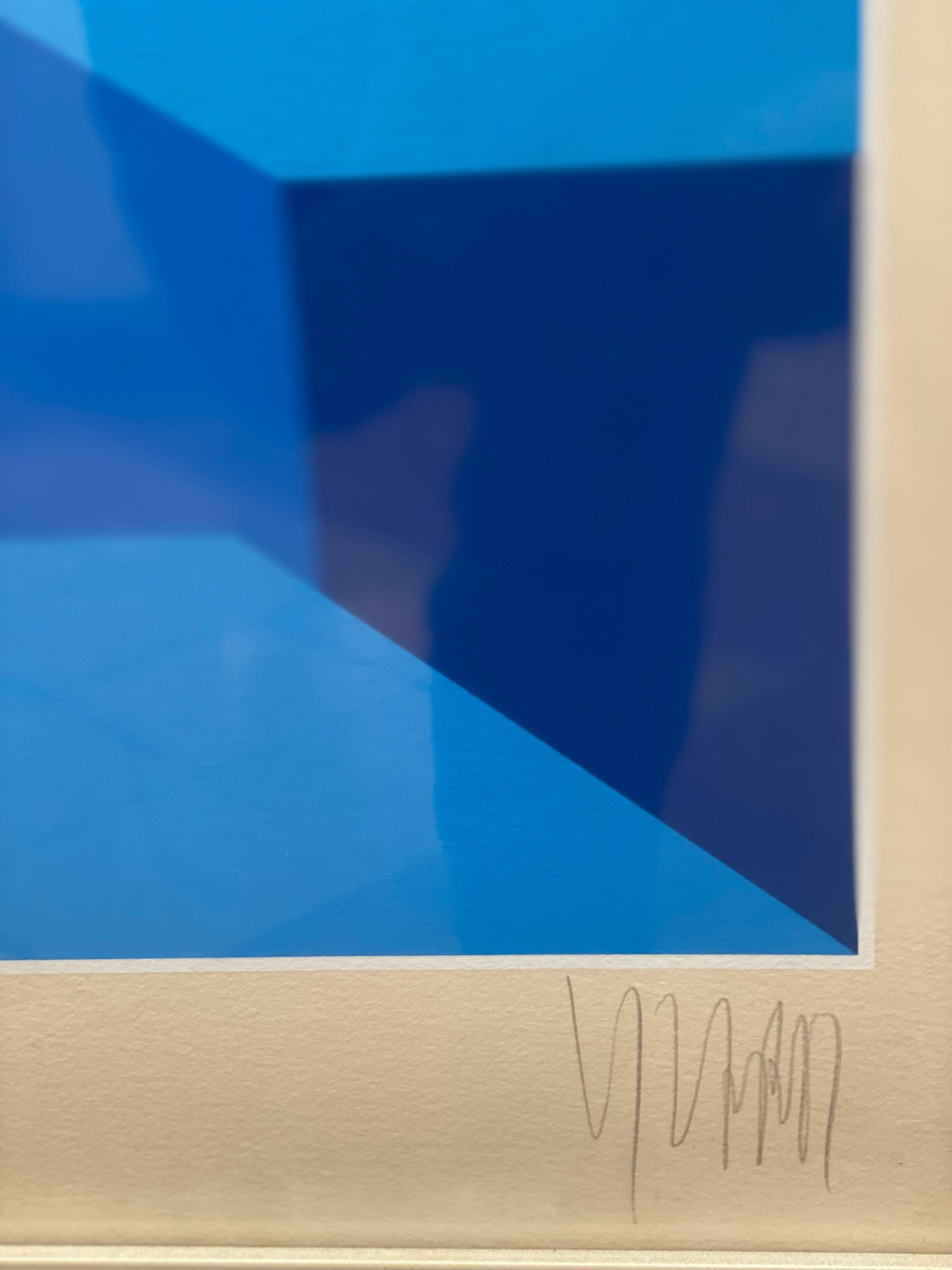 Yvaral (Jean Pierre Vasarely) So Shades of Blue - CIRCA 1970 (Französisch) im Angebot