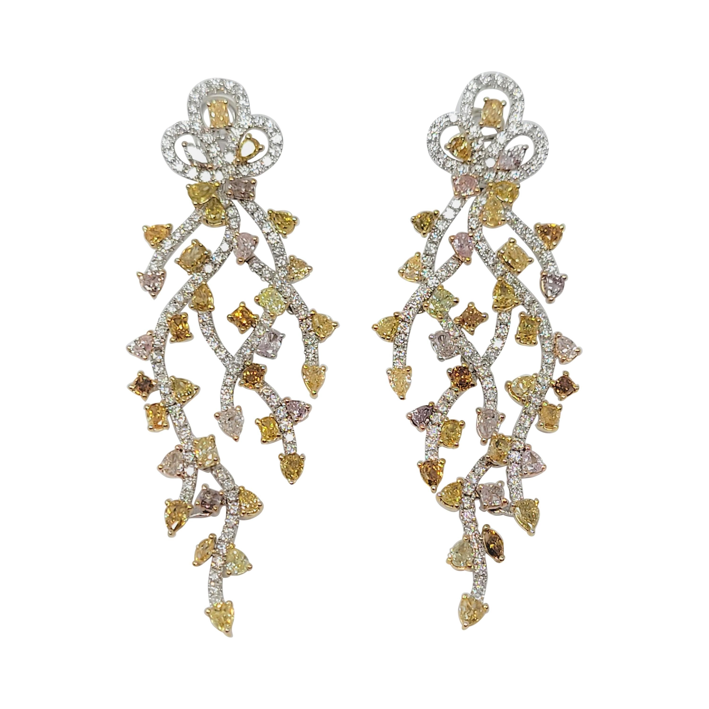 Yvel 14.0 Carat Fancy Colored Diamond Earrings in 18 Karat White Gold
