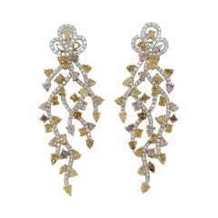 Yvel Boucles d'oreilles en or blanc 18 carats avec diamants de couleur fantaisie de 16,0 carats