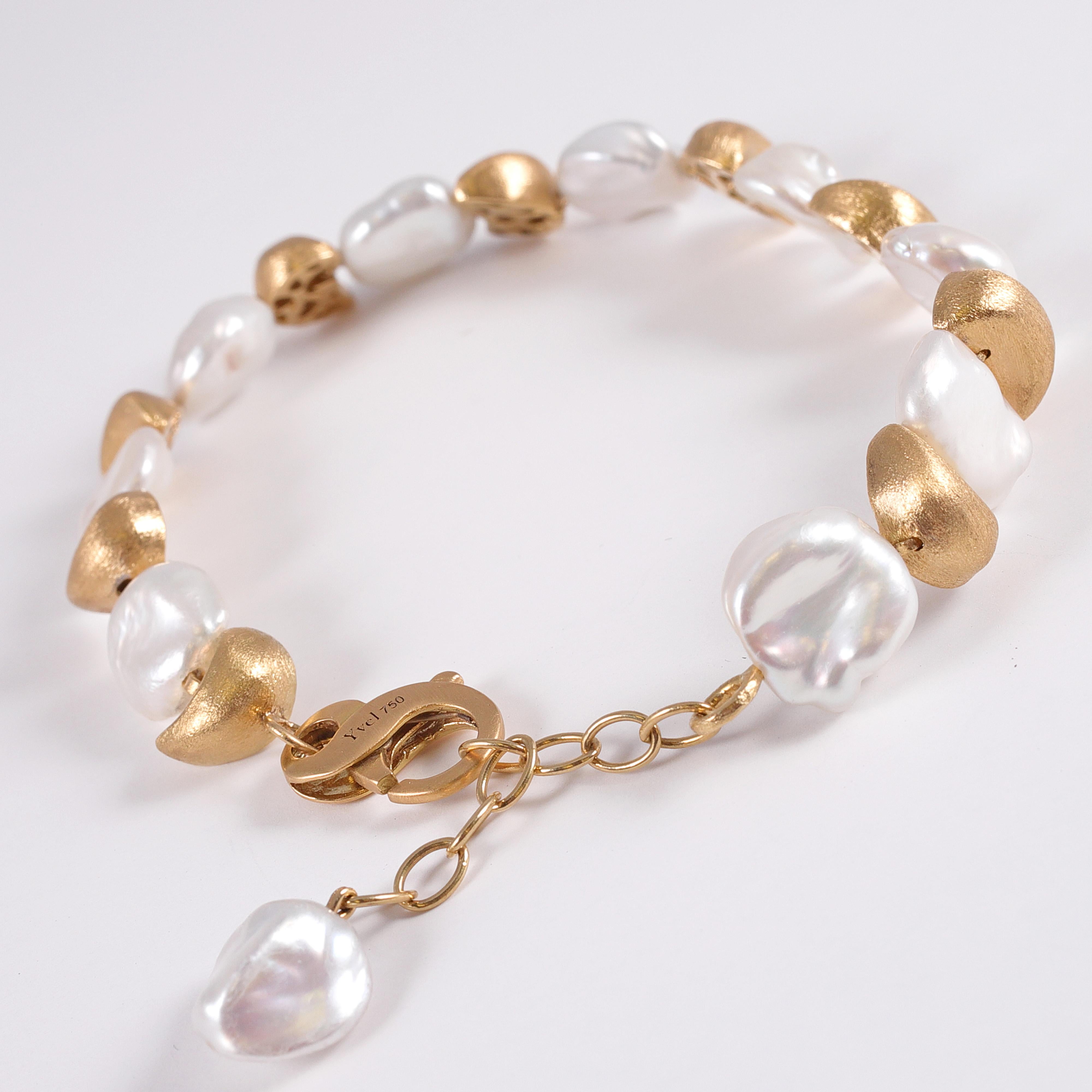 Yvel 18 Karat Gold and Pearl Bracelet 2