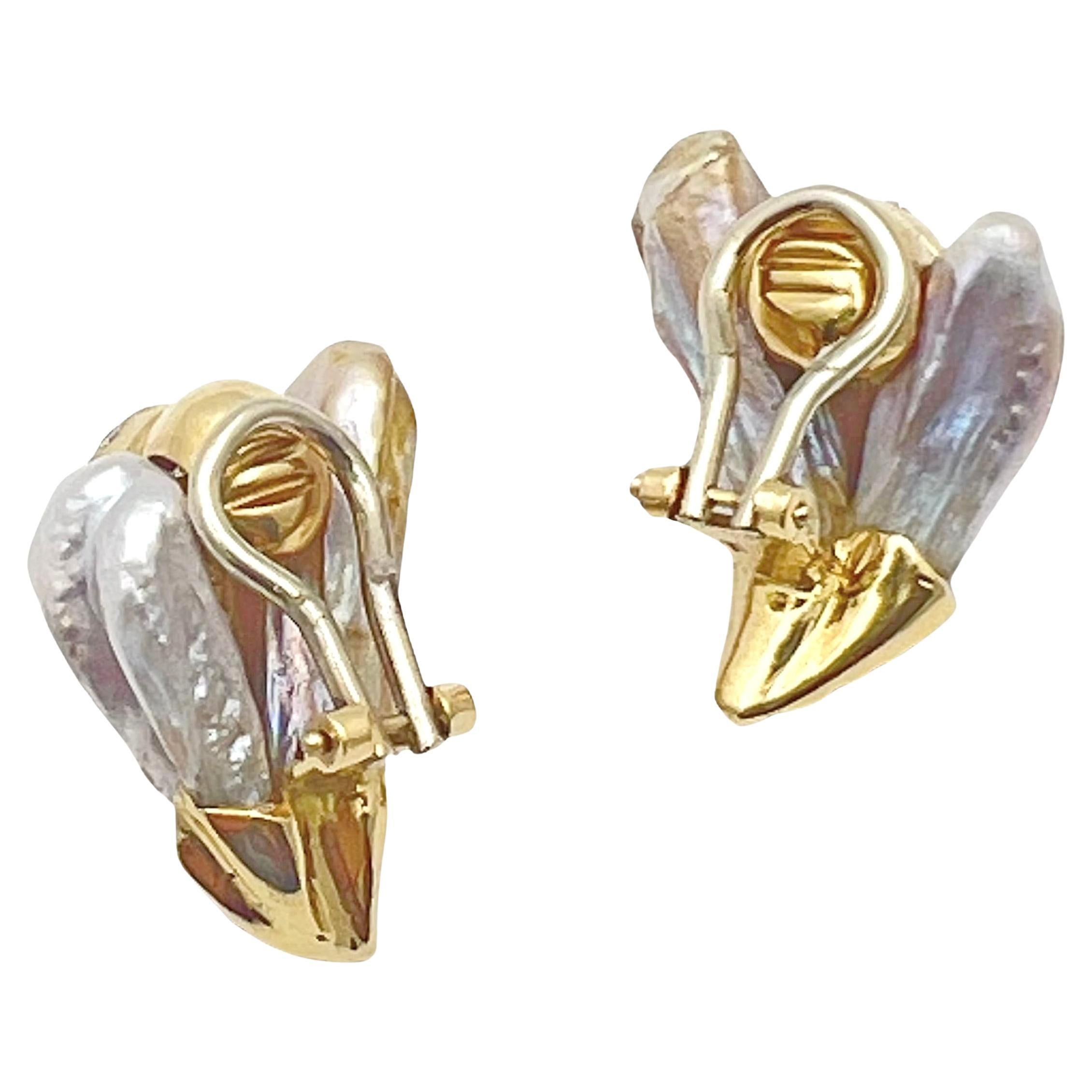 baroque pearl clip on earrings
