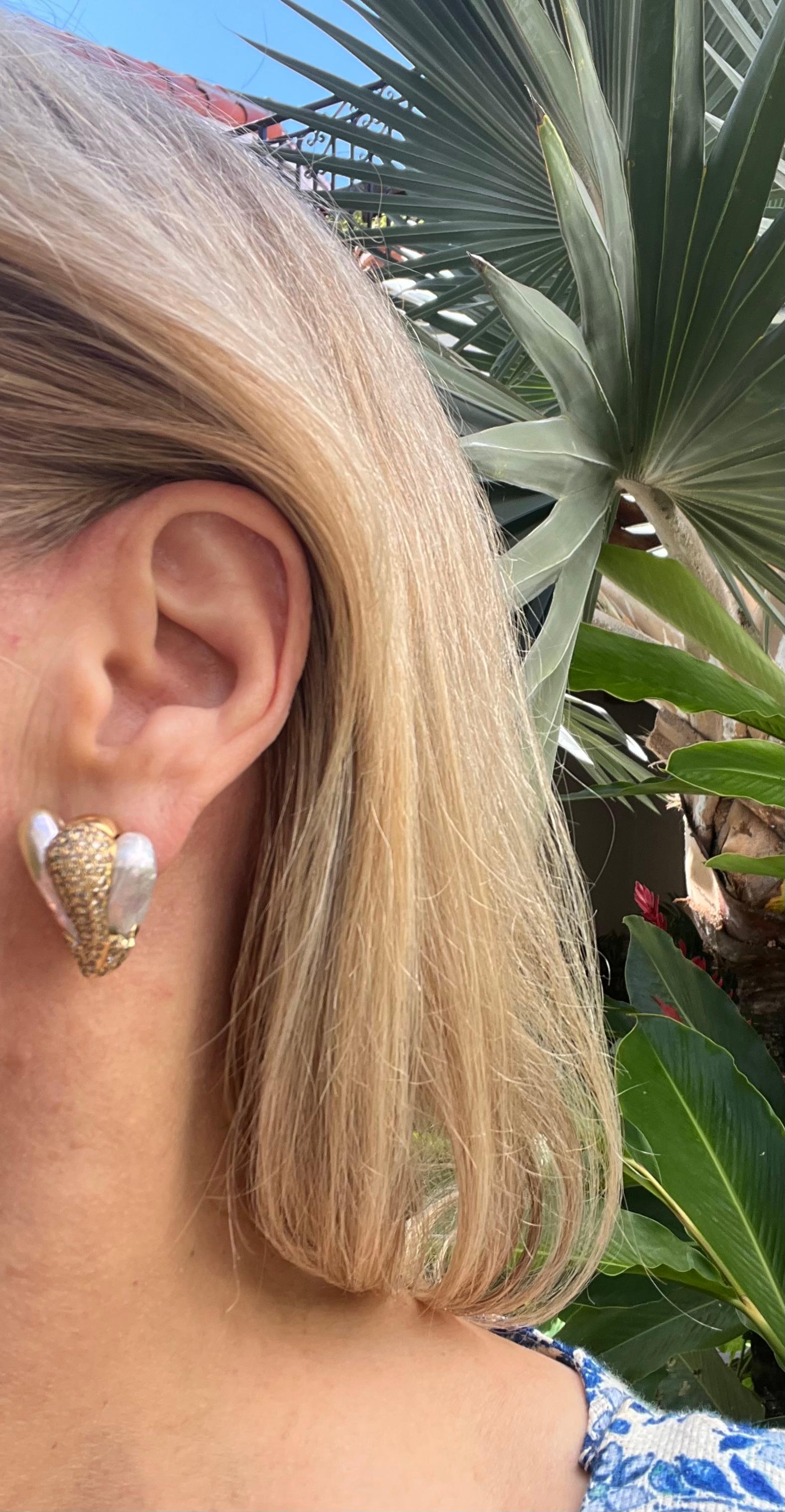 pearl and diamond clip on earrings