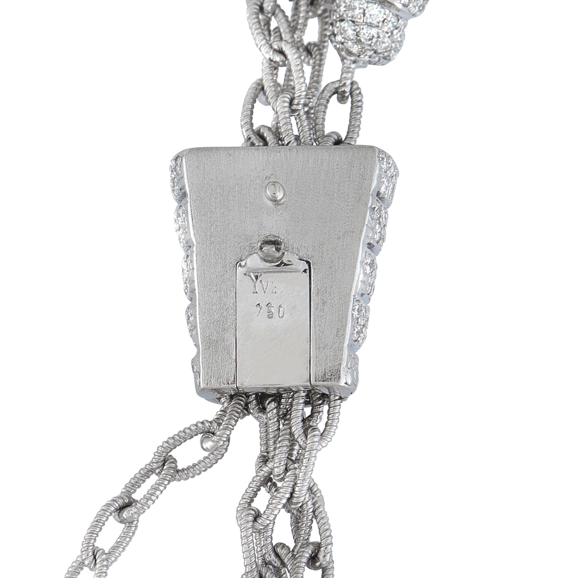 Yvel 18K Weißgold 6,22ct Diamant & Barock Perlen Lariat Halskette  YV16-072325 (Rundschliff) im Angebot