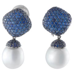 Yvel Orecchini in oro bianco 18 carati con zaffiro e perle da 7,0ct YV11-011926