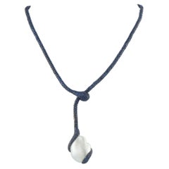 Yvel 18K White Gold Sapphire and Baroque Pearl Lariat Necklace YV12-112125 Yvel 18K White Gold Sapphire and Baroque Pearl Lariat Necklace YV12-112125