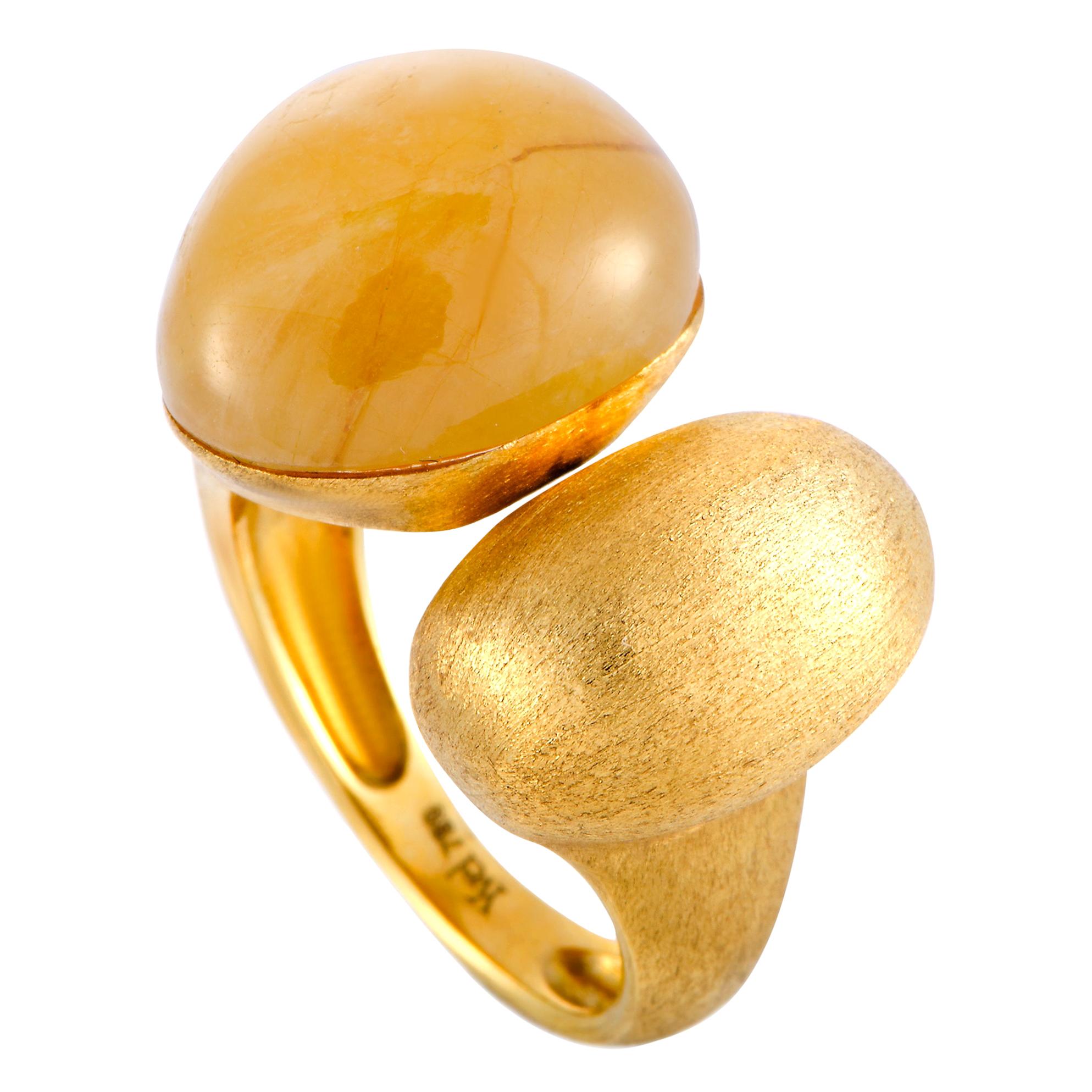 Yvel 18 Karat Yellow Gold and Gemstone Open Ring