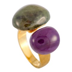 Yvel 18 Karat Yellow Gold and Gemstone Open Ring