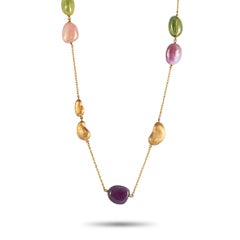 Yvel 18 Karat Yellow Gold and Multi-Color Gemstones Beaded Chain Necklace