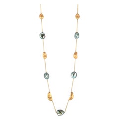 Yvel 18 Karat Yellow Gold and Pearl Beaded Chain Necklace