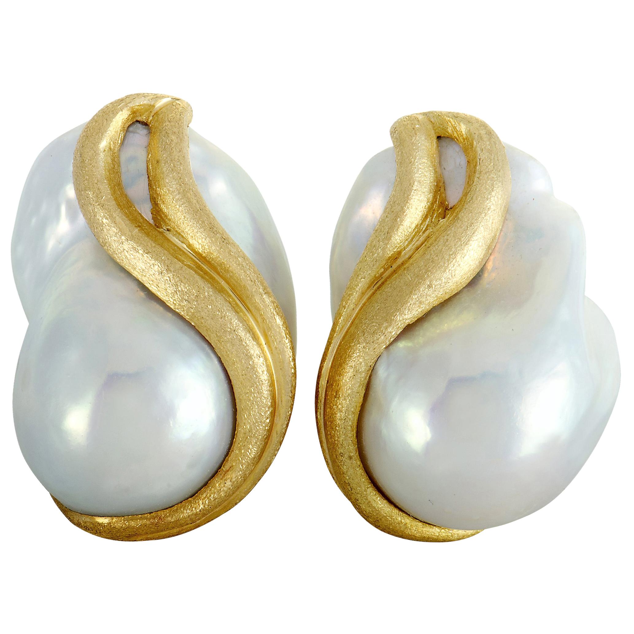 Yvel 18 Karat Yellow Gold and Pearl Clip-On Earrings