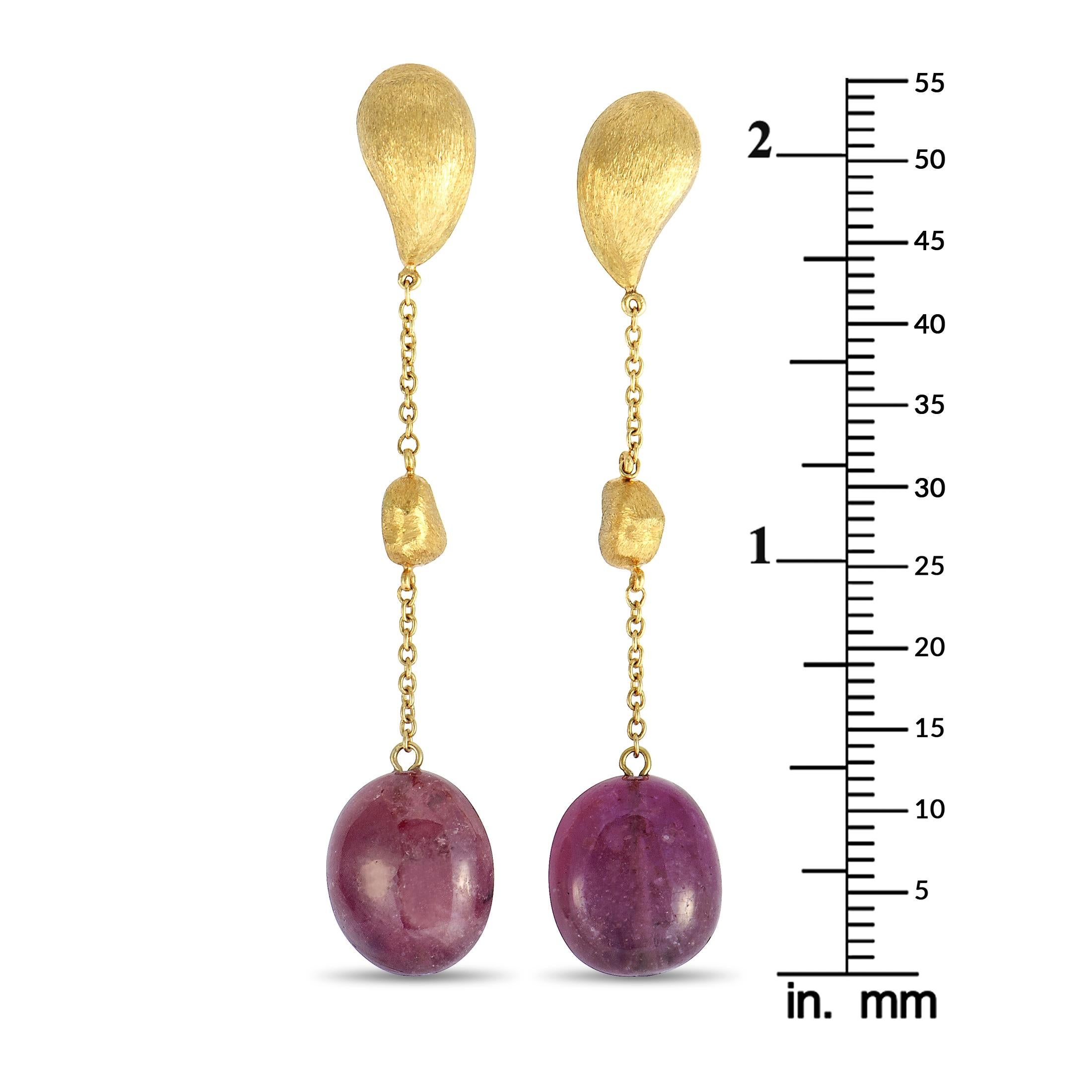 Women's Yvel 18 Karat Yellow Gold and Sapphire Dangle Earrings