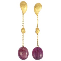 Yvel 18 Karat Yellow Gold and Sapphire Dangle Earrings
