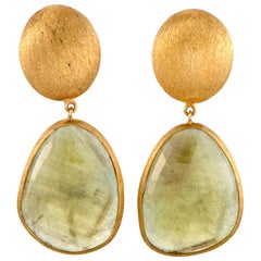 Yvel 18 Karat Yellow Gold Dangle Push Back Earrings