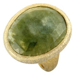 Yvel 18 Karat Yellow Gold Large Green Gemstone Ring
