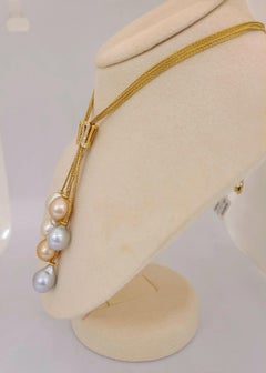 Yvel 18 Karat Yellow Gold Necklace with South Sea Pearls and .50 Carat Diamonds