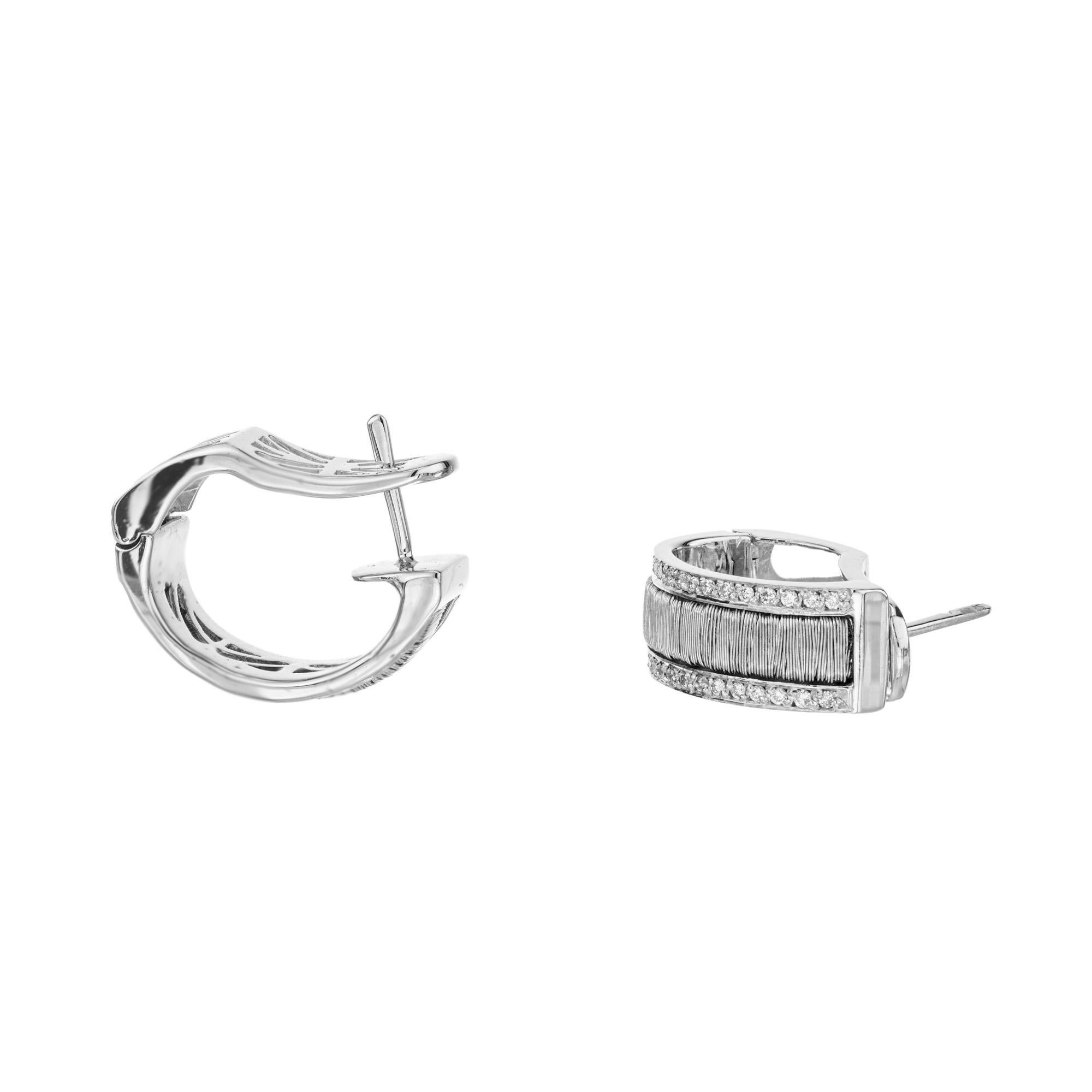 Round Cut Yvel .30 Cart Diamond White Gold Hoop Earrings For Sale