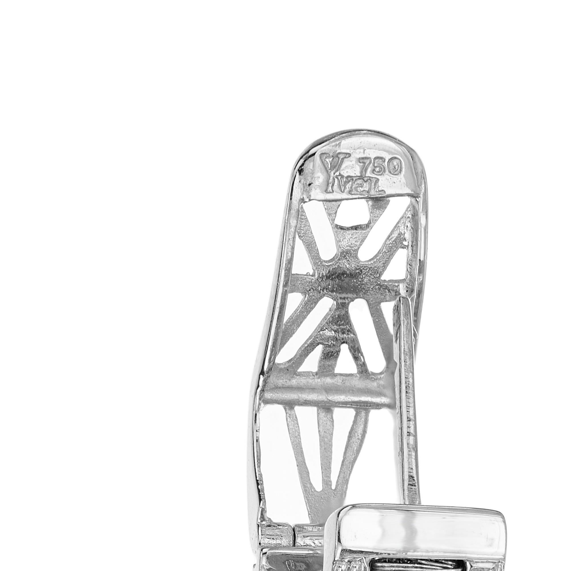 Yvel .30 Cart Diamond White Gold Hoop Earrings For Sale 1