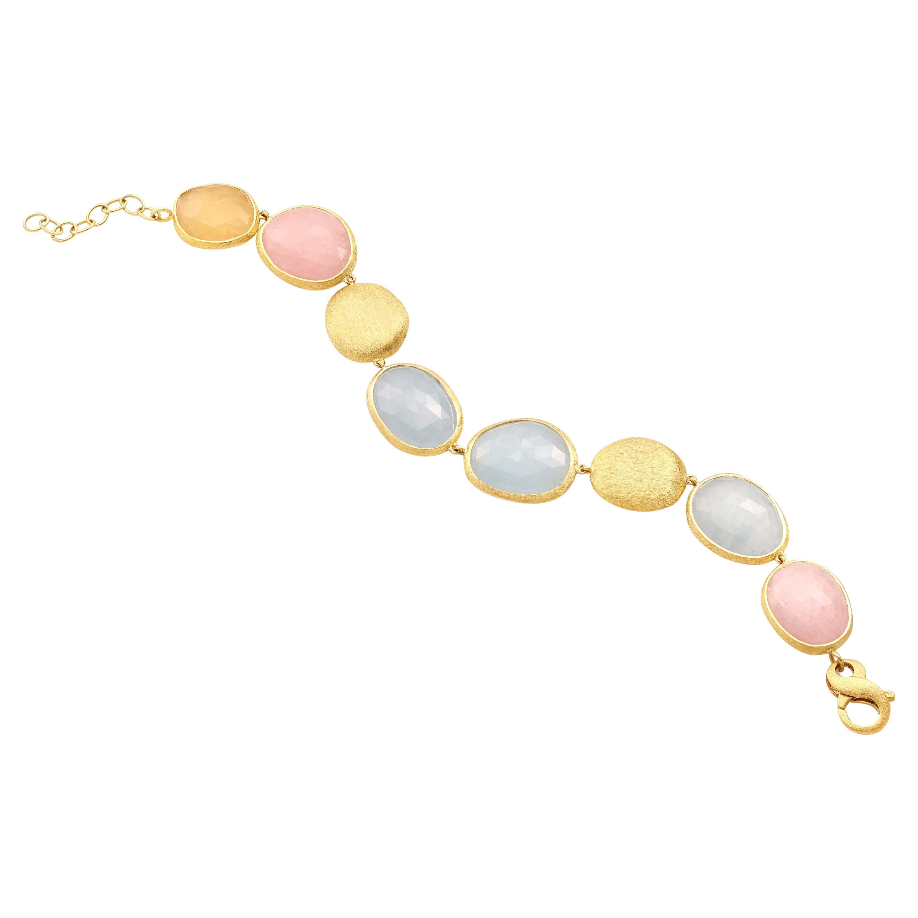 Yvel Aqua Multicolor Aquamarine Bracelet in 18K Yellow Gold For Sale