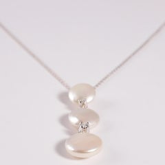 Yvel Biwa Cultured Pearl Necklace with Accent Diamonds