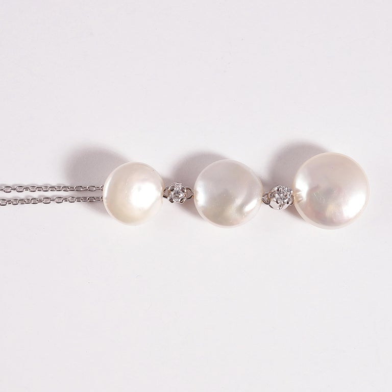 Yvel Biwa Cultured Pearl Necklace with Accent Diamonds For Sale at 1stDibs