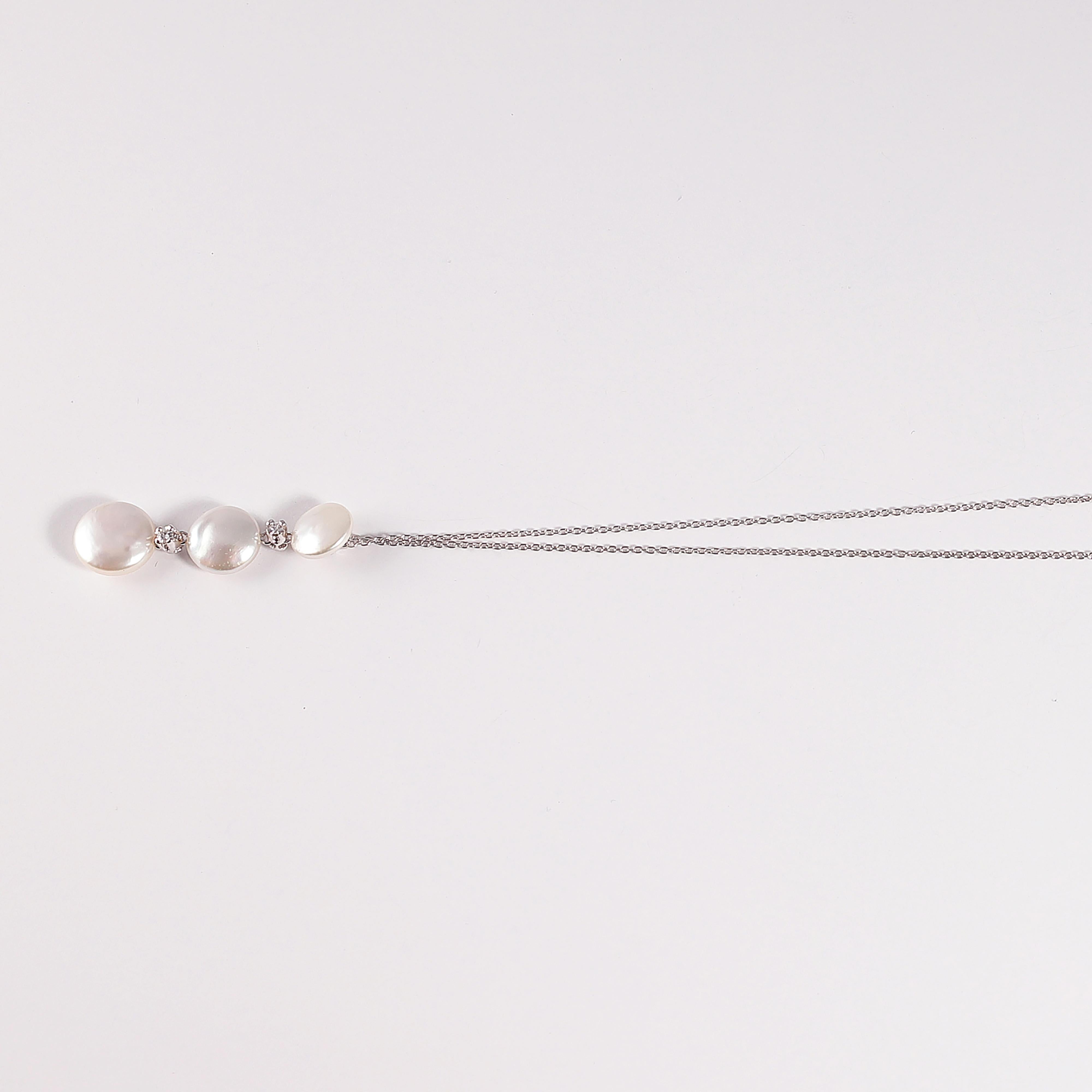 Yvel Biwa Zuchtperlenkette mit Akzent-Diamanten-Halskette im Angebot 1