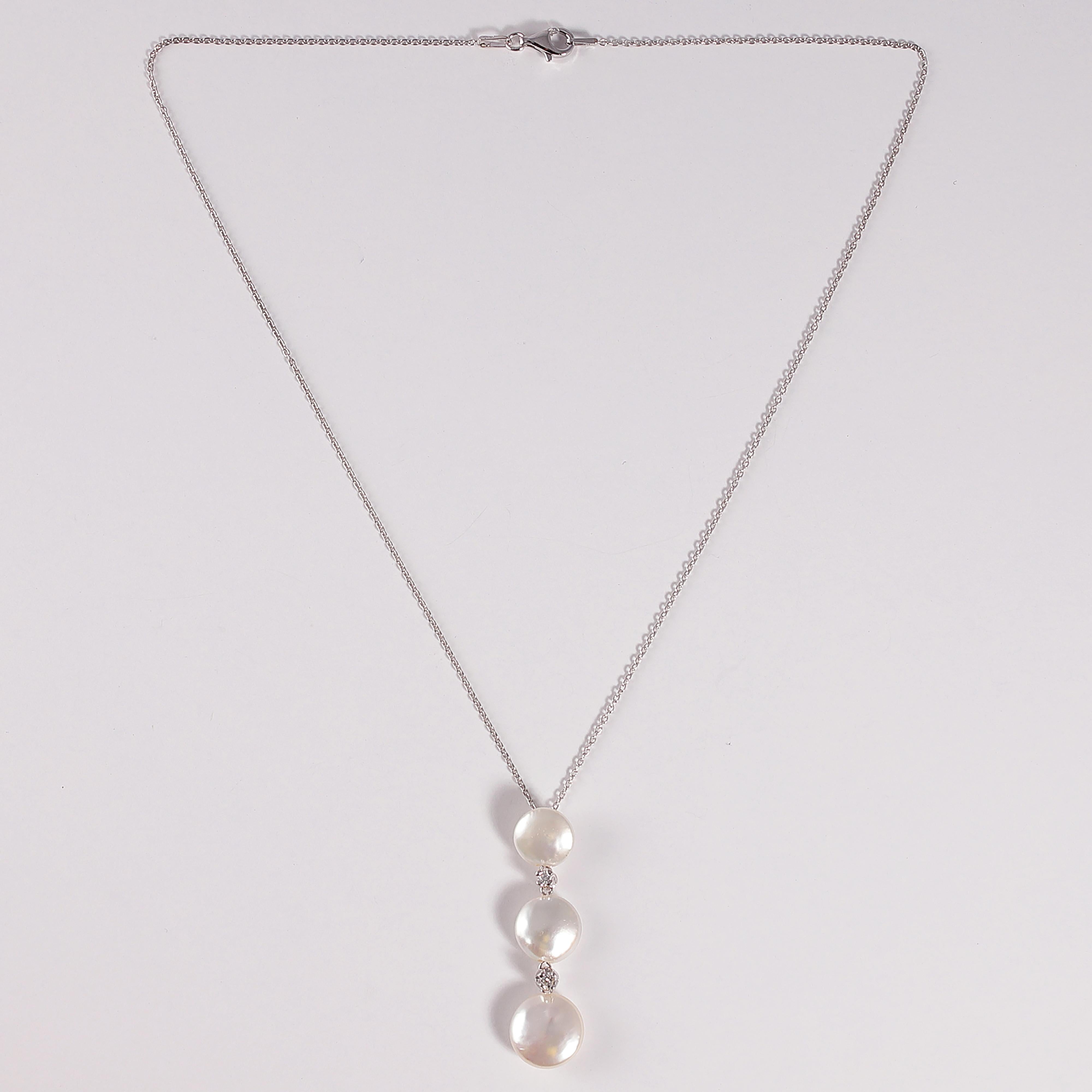 Yvel Biwa Cultured Pearl Necklace with Accent Diamonds For Sale 1