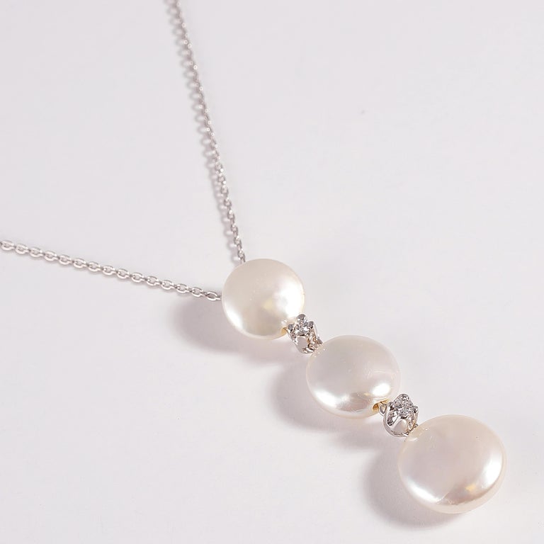 Yvel Biwa Cultured Pearl Necklace with Accent Diamonds For Sale at 1stDibs