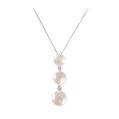 Yvel Biwa Cultured Pearl Necklace with Accent Diamonds