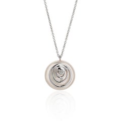 Yvel Biwa Flat Freshwater Coin Pearl Diamond Necklace in 18K White Gold