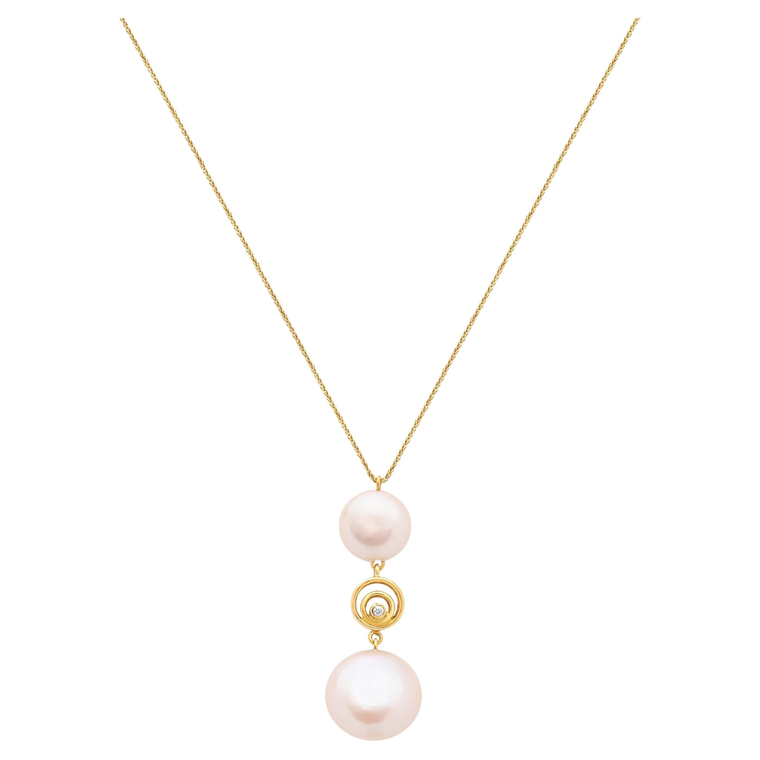 Yvel Biwa Freshwater Coin Pearl Pendant Necklace in 18K Yellow Gold