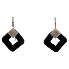Yvel Diamond 18 Karat White & Black Gold Square Drop Dangle Earrings