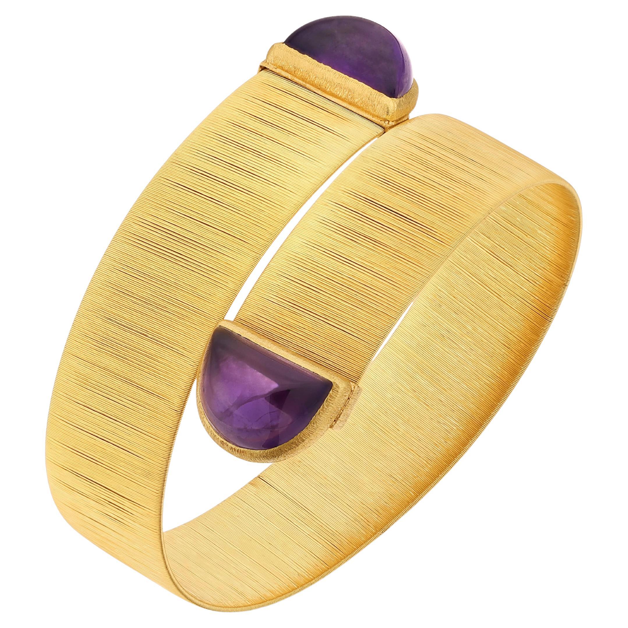 Yvel Ethiopia Amethyst-Armband aus 18 Karat Gelbgold mit Amethyst