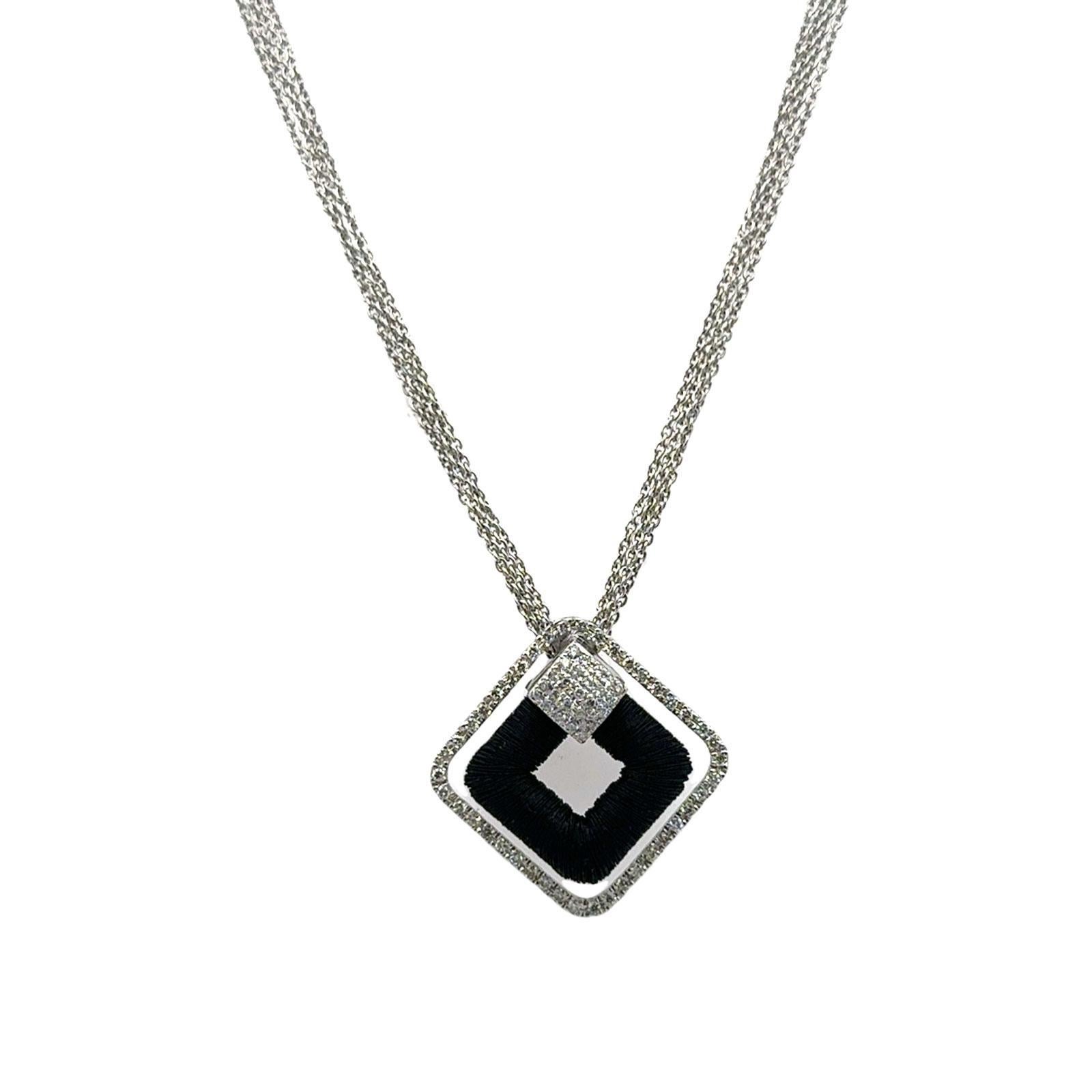 Collier pendentif en or blanc et noir 18 carats avec diamants d'Éthiopie Yvel Excellent état - En vente à Boca Raton, FL