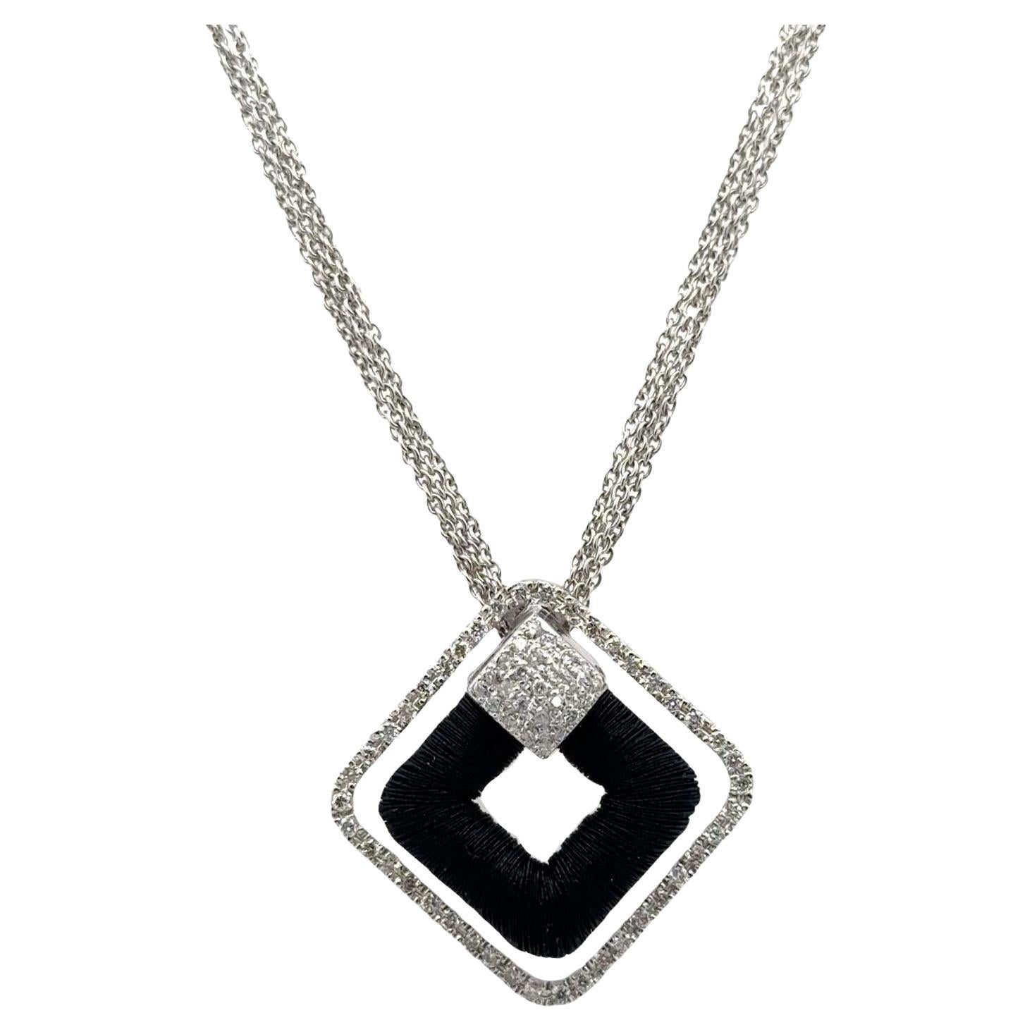 Yvel Ethiopia Diamond 18 Karat White & Black Gold Pendant Necklace