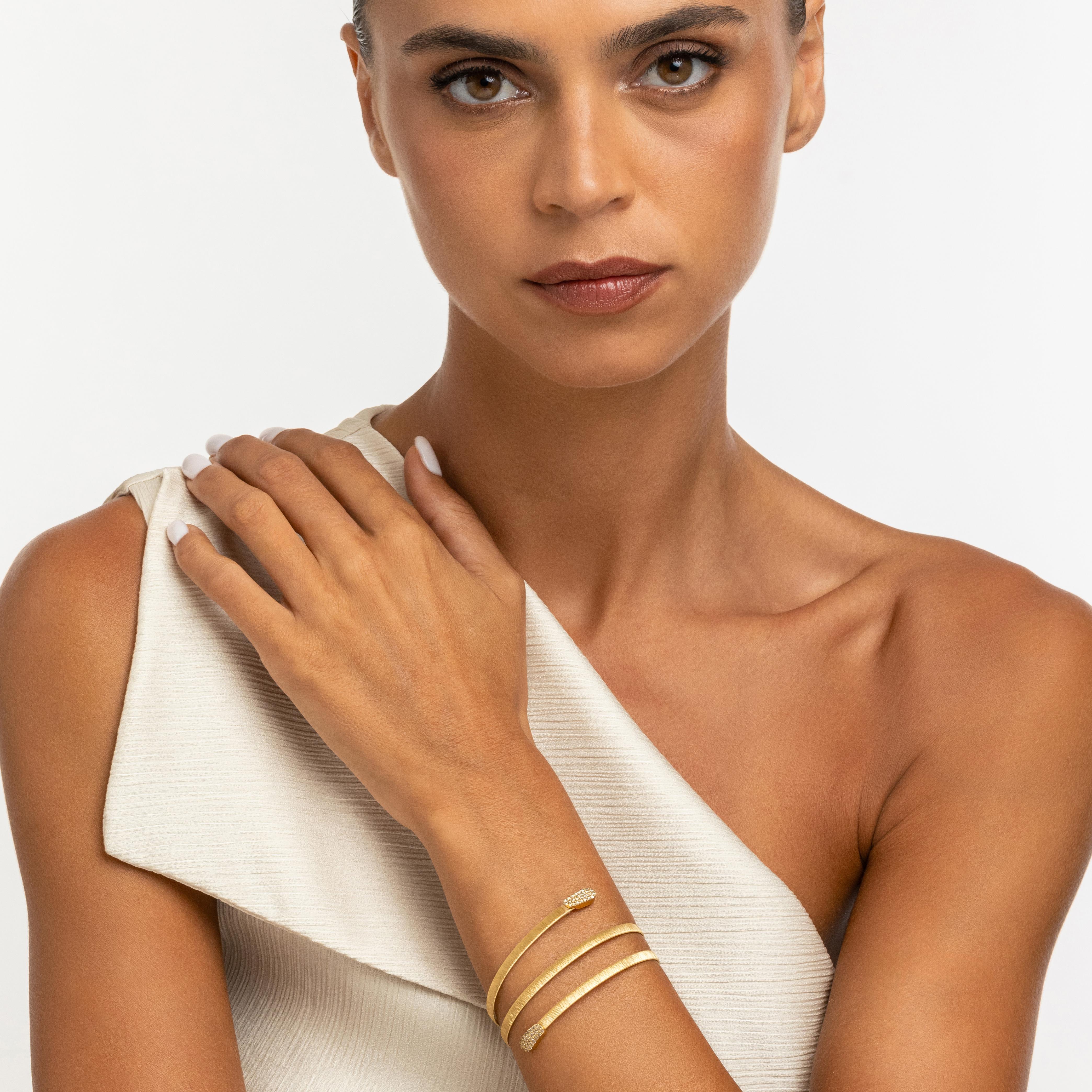 Women's Yvel Ethiopia Diamond Bangle in 18K Yellow Gold For Sale