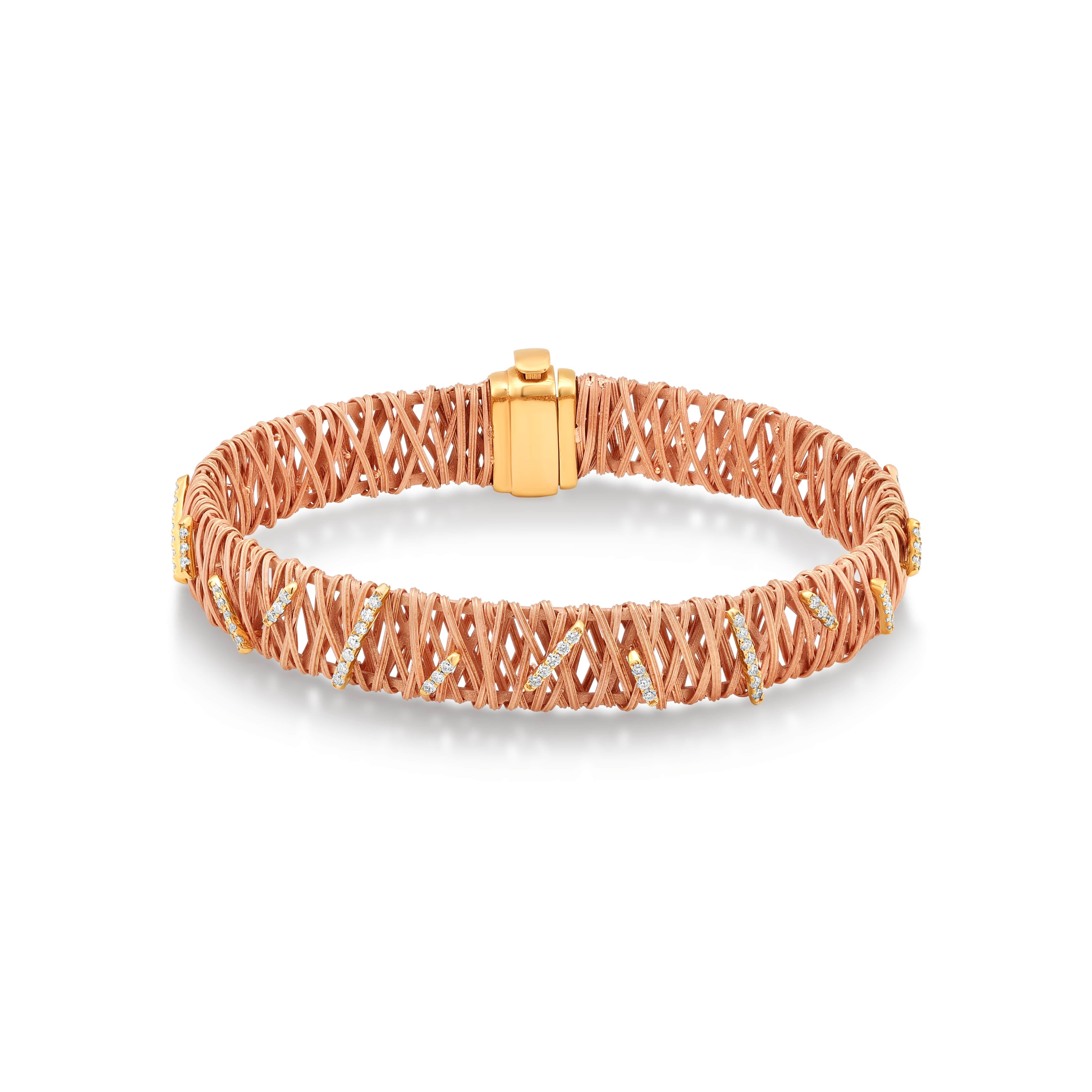 The Ethiopia Collection’s Diamond Intertwined Bracelet is a fusion of Yvel’s respect for traditional artistry and contemporary elegance. In 18K rose gold, this bracelet features a meticulously crafted lattice design, reminiscent of Ethiopia’s woven