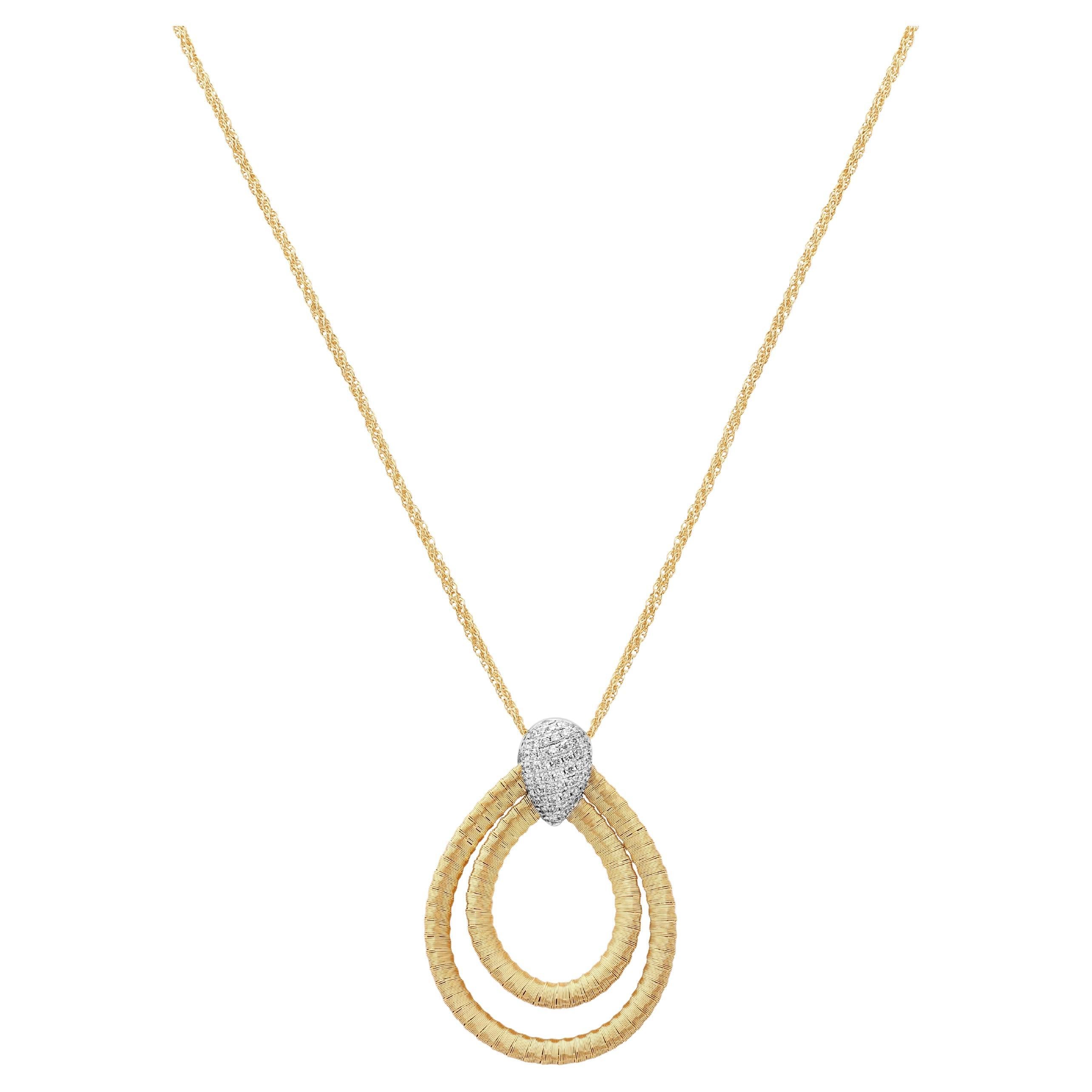 Yvel Ethiopia Diamond Woven Pendant in 18K Yellow Gold For Sale