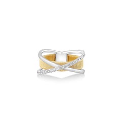 Yvel Ethiopia Two-Tone Textured Diamond Ring in 18K White and Yellow Gold