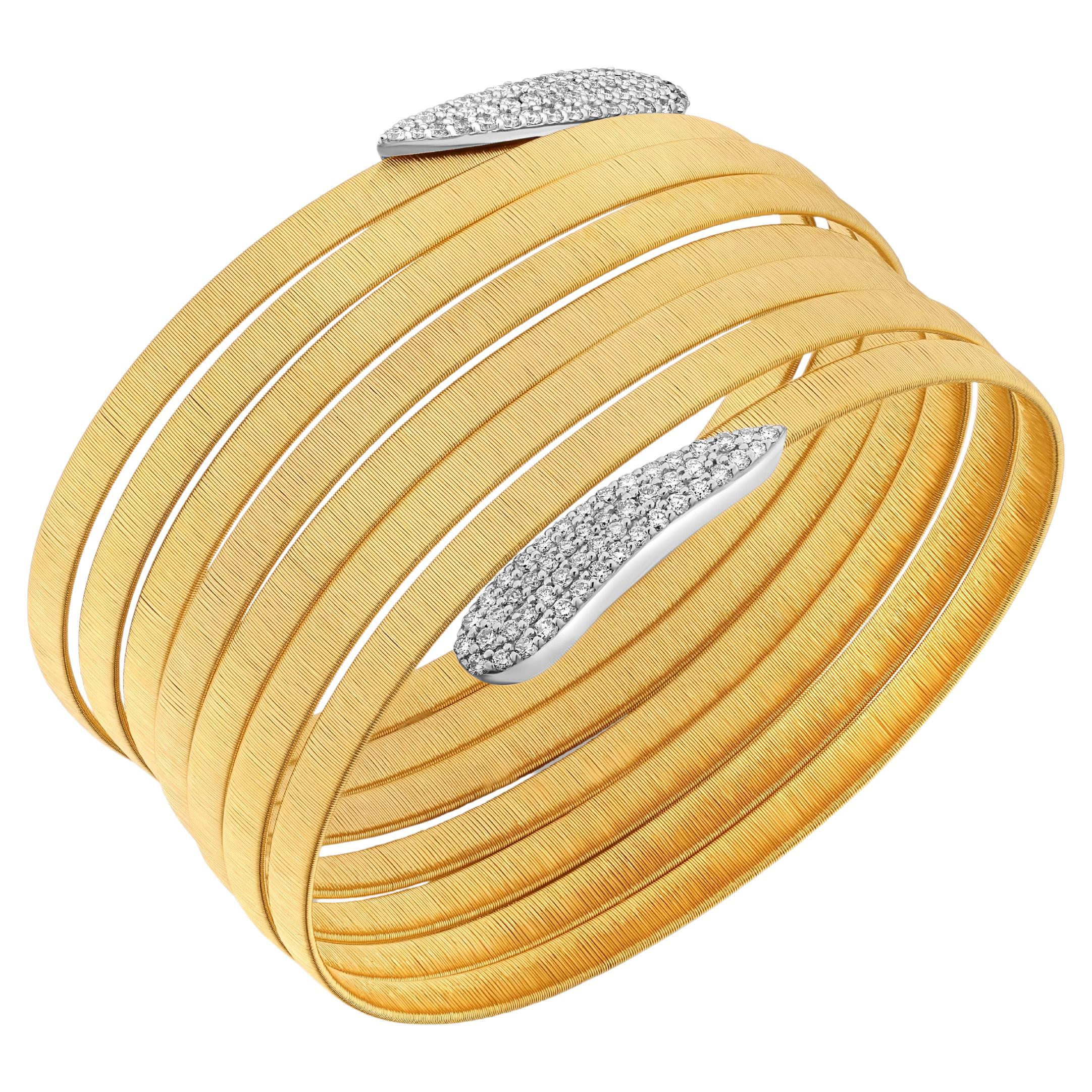 Yvel Ethiopia Wickelarmband aus 18 Karat Gelbgold mit weißenen Diamanten