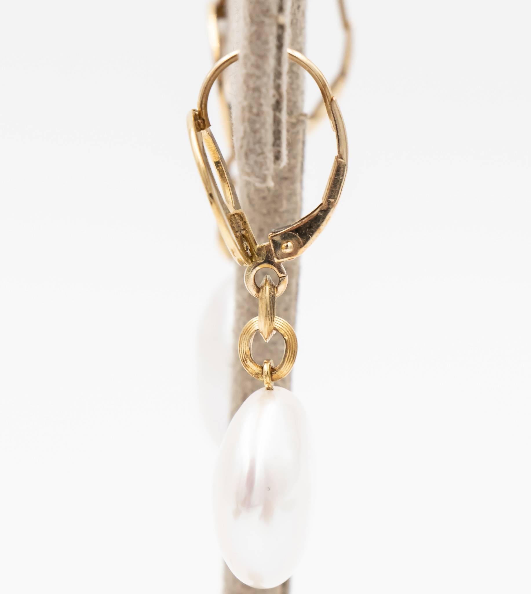Women's Yvel Golden Brown Drop Earrings with Freshwater Pearl in 18 Karat Yellow Gold
