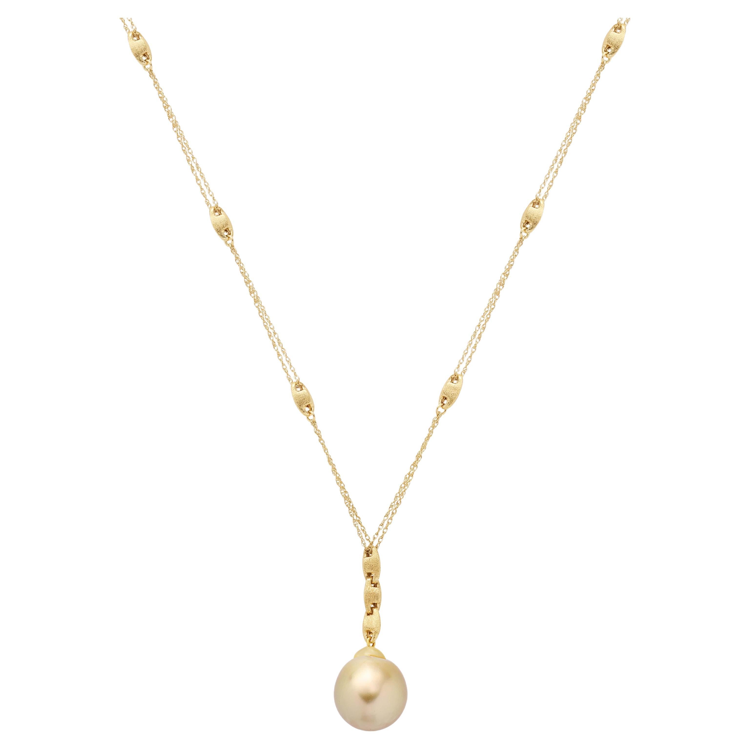 Yvel Golden Brown South Sea Pearl Pendant Necklace in 18K Yellow Gold