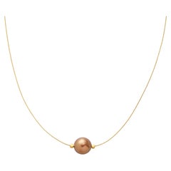 Yvel Golden Brown Tahitian Pearl and Cognac Diamonds Necklace in 18K Yellow Gold