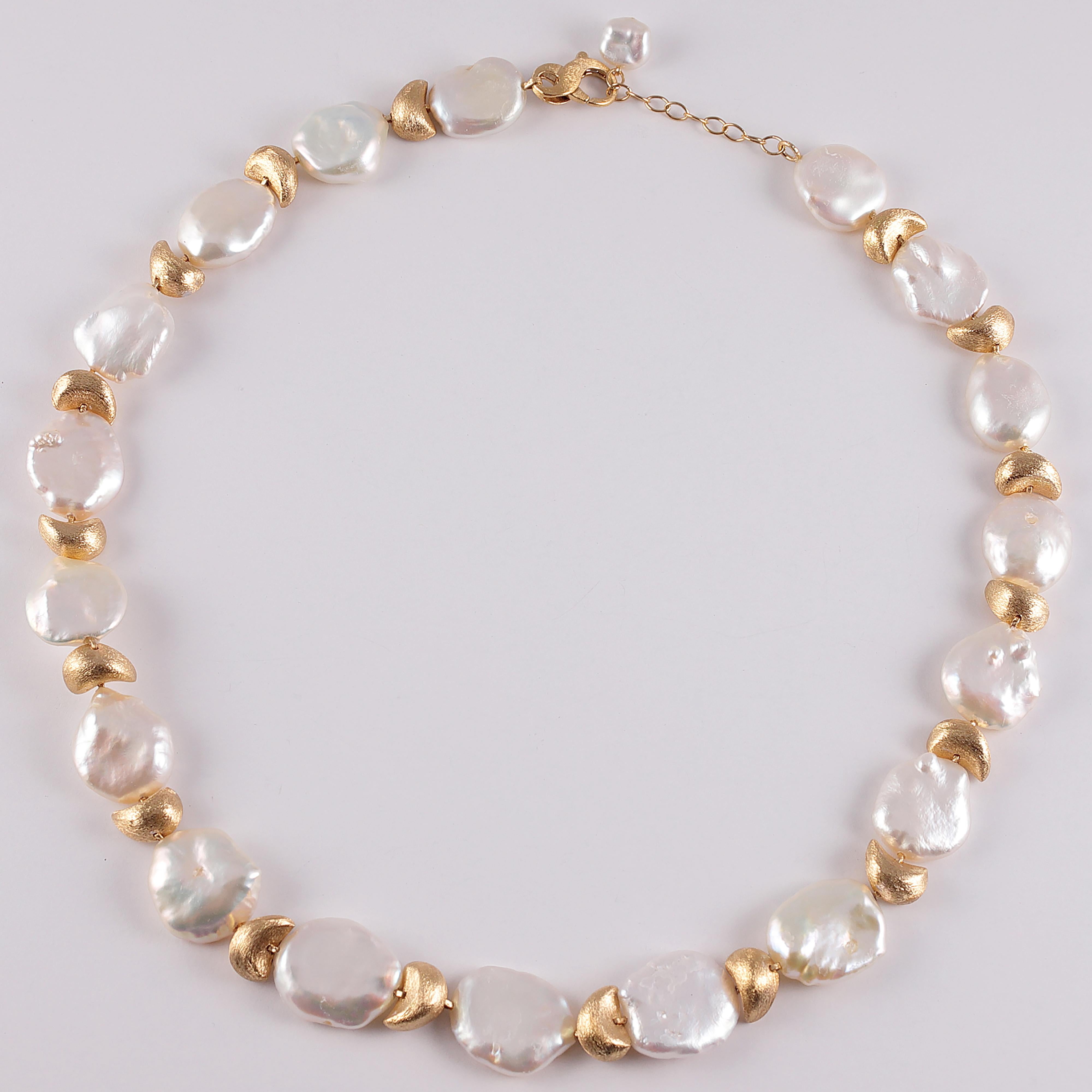 Yvel Keshi Pearl Yellow Gold Necklace from the Satin Finish Collection 1