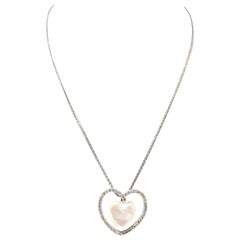 Yvel Pearl and Diamond Heart Necklace N2HOOKHDW