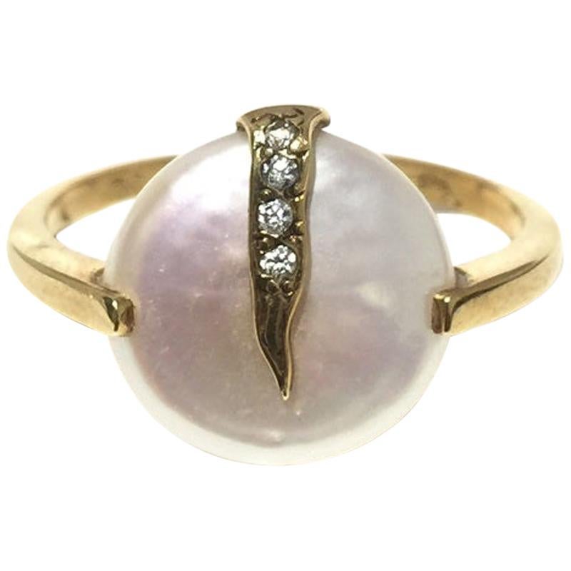 Yvel Pearl and Diamond Ladies Ring R1FLSNY