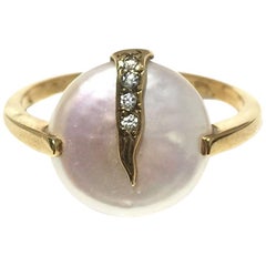 Yvel Perle und Diamant Damenring R1FLSNY
