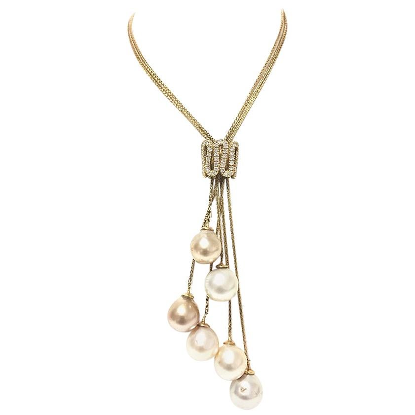 Yvel Pearl and Diamonds Necklace N7TIE6SSY For Sale